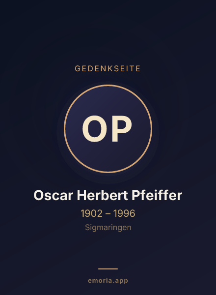 Gedenkportrait von Oscar Herbert Pfeiffer