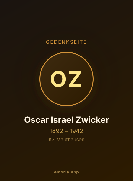 Gedenkportrait von Oscar Israel Zwicker