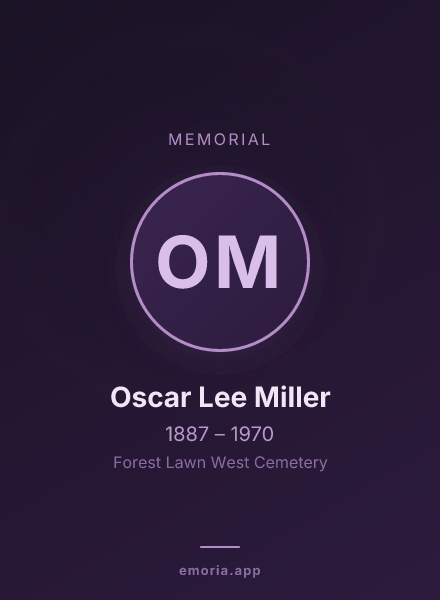Memorial portrait of Oscar Lee Miller