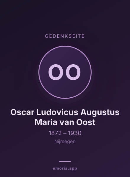 Gedenkportrait von Oscar Ludovicus Augustus Maria van Oost