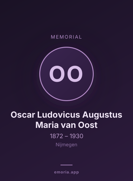 Memorial portrait of Oscar Ludovicus Augustus Maria van Oost