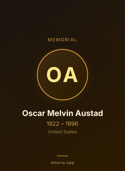 Memorial portrait of Oscar Melvin Austad