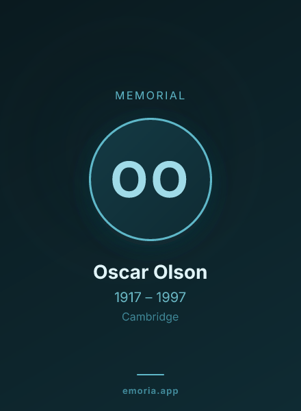 Memorial portrait of Oscar Olson