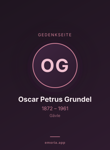 Gedenkportrait von Oscar Petrus Grundel
