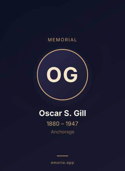 Memorial portrait of Oscar S. Gill