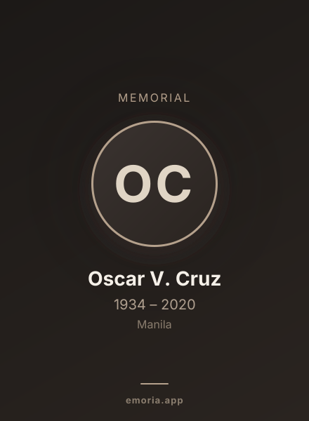 Memorial portrait of Oscar V. Cruz