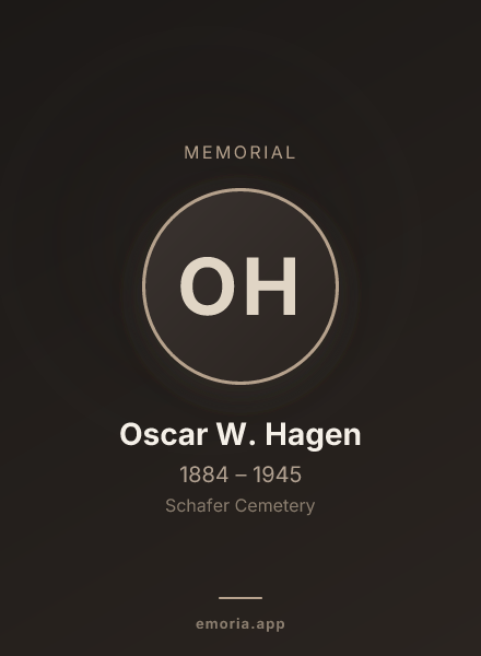 Memorial portrait of Oscar W. Hagen