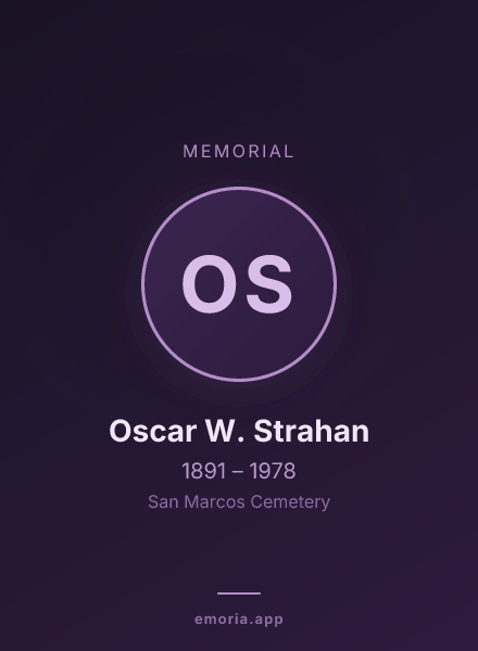 Memorial portrait of Oscar W. Strahan