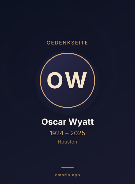 Gedenkportrait von Oscar Wyatt