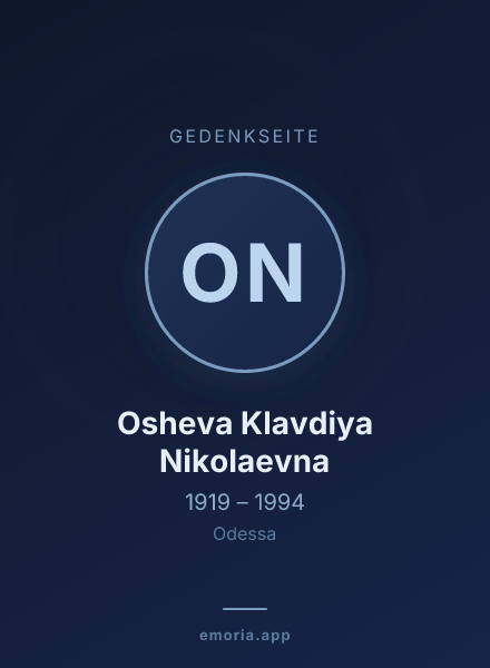 Gedenkportrait von Osheva Klavdiya Nikolaevna