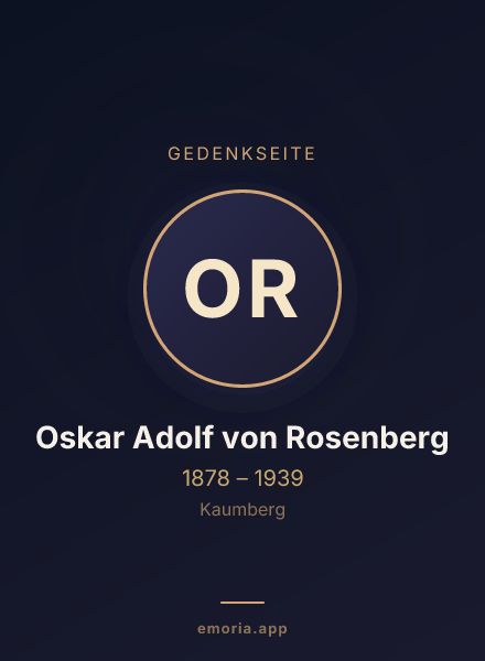 Gedenkportrait von Oskar Adolf von Rosenberg