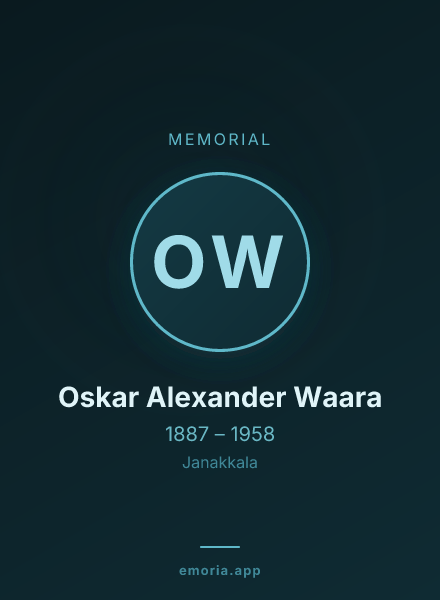 Memorial portrait of Oskar Alexander Waara