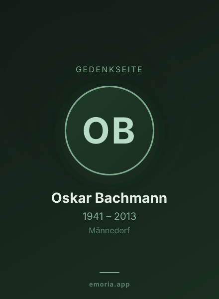 Gedenkportrait von Oskar Bachmann