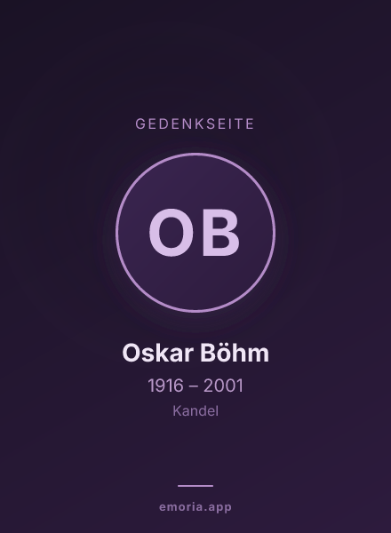 Gedenkportrait von Oskar Böhm