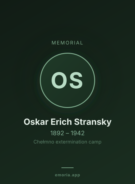 Memorial portrait of Oskar Erich Stransky