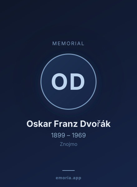 Memorial portrait of Oskar Franz Dvořák