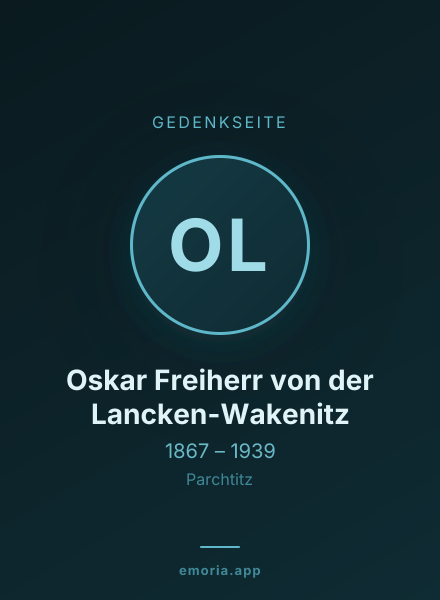 Gedenkportrait von Oskar Freiherr von der Lancken-Wakenitz