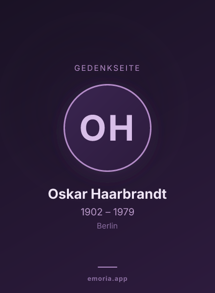 Gedenkportrait von Oskar Haarbrandt