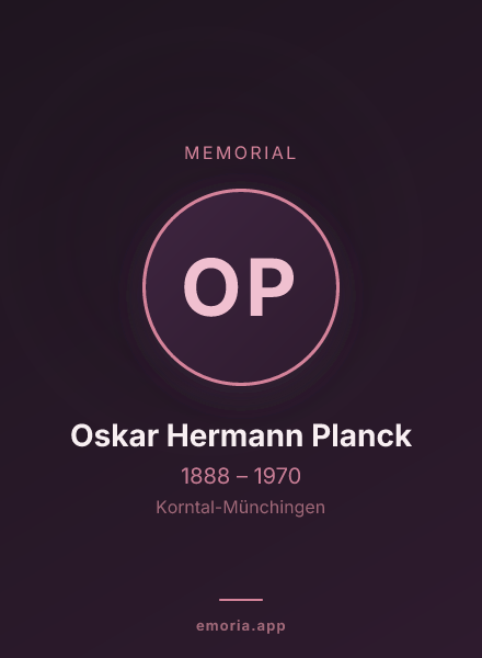 Memorial portrait of Oskar Hermann Planck