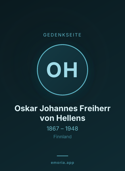 Gedenkportrait von Oskar Johannes Freiherr von Hellens