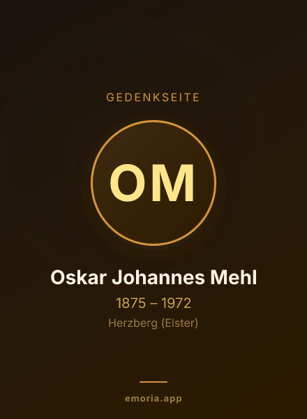Gedenkportrait von Oskar Johannes Mehl
