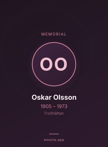 Memorial portrait of Oskar Olsson