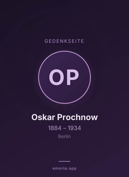 Gedenkportrait von Oskar Prochnow