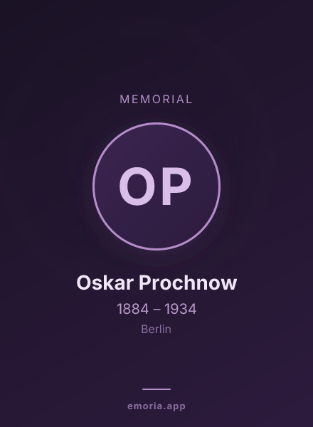 Memorial portrait of Oskar Prochnow