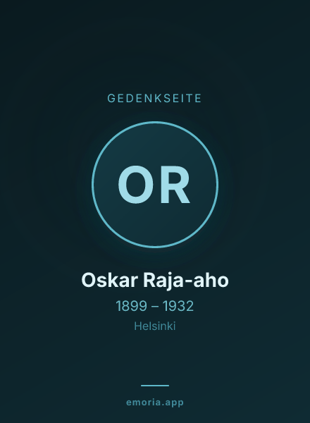 Gedenkportrait von Oskar Raja-aho