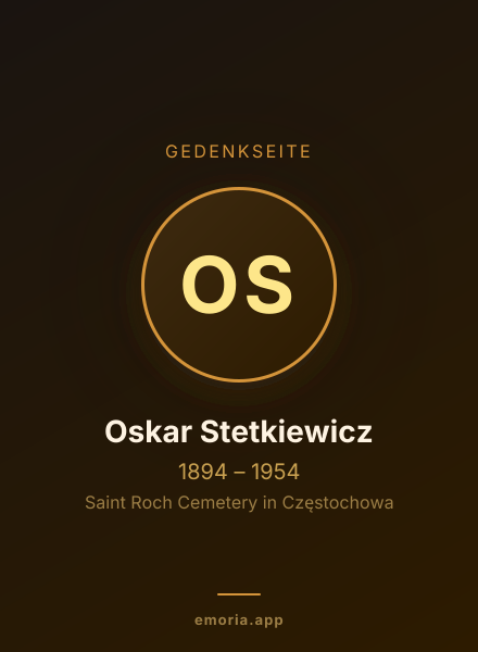 Gedenkportrait von Oskar Stetkiewicz