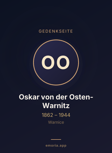 Gedenkportrait von Oskar von der Osten-Warnitz