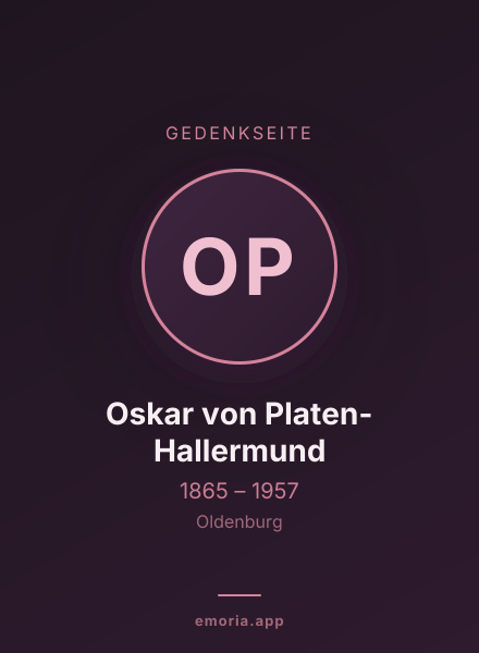 Gedenkportrait von Oskar von Platen-Hallermund