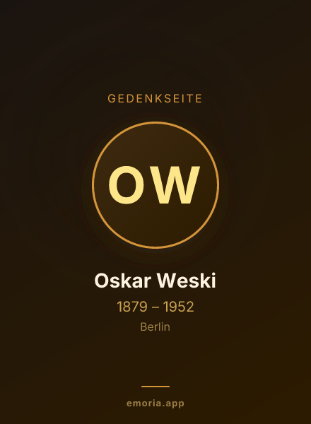 Gedenkportrait von Oskar Weski