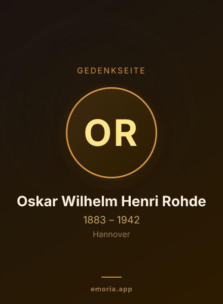 Gedenkportrait von Oskar Wilhelm Henri Rohde