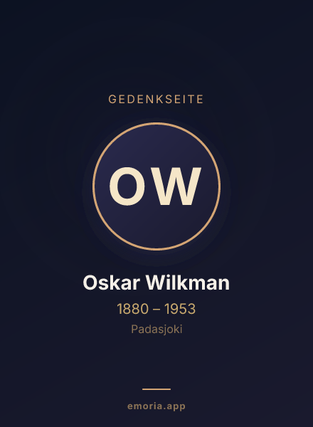 Gedenkportrait von Oskar Wilkman
