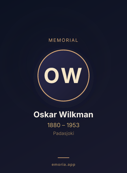 Memorial portrait of Oskar Wilkman