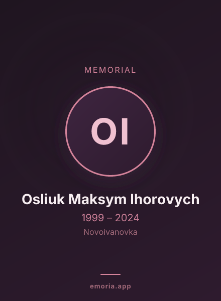 Memorial portrait of Osliuk Maksym Ihorovych