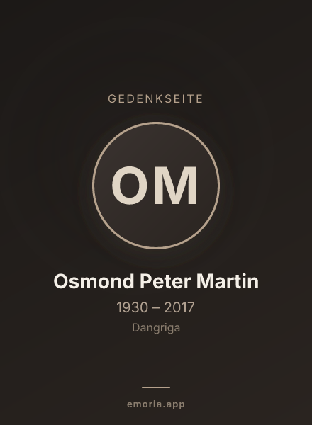 Gedenkportrait von Osmond Peter Martin
