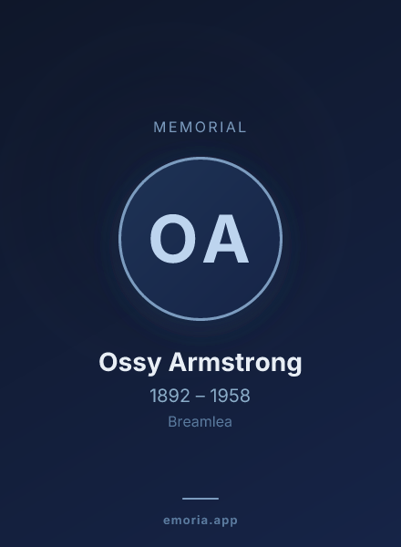 Memorial portrait of Ossy Armstrong