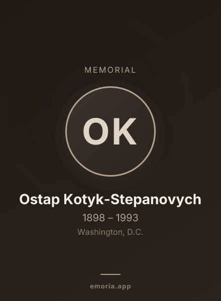 Memorial portrait of Ostap Kotyk-Stepanovych