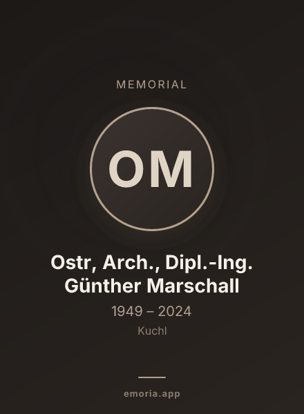 Memorial portrait of Ostr, Arch., Dipl.-Ing. Günther Marschall