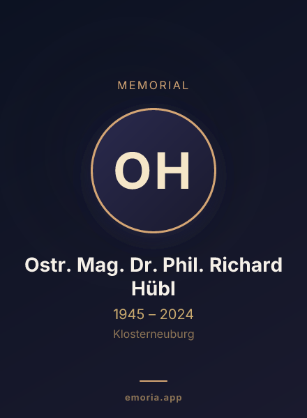 Memorial portrait of Ostr. Mag. Dr. Phil. Richard Hübl