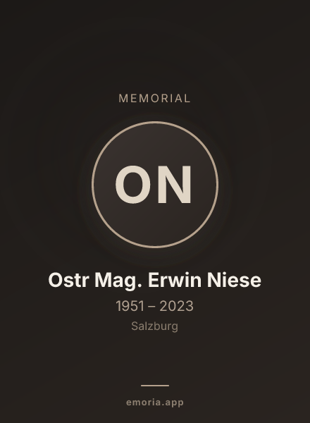 Memorial portrait of Ostr Mag. Erwin Niese