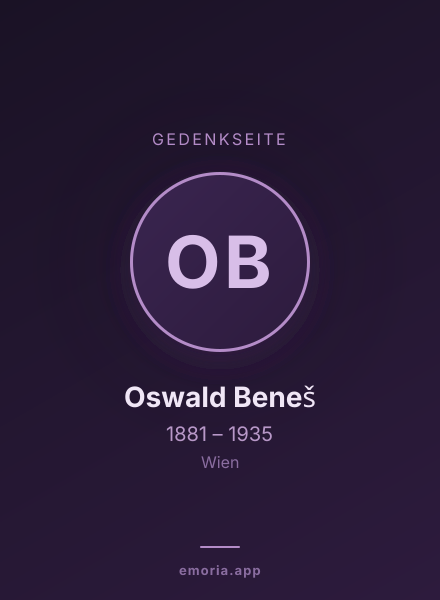 Gedenkportrait von Oswald Beneš