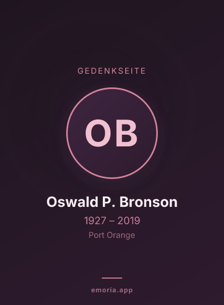 Gedenkportrait von Oswald P. Bronson