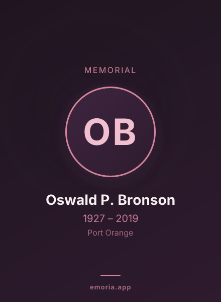 Memorial portrait of Oswald P. Bronson