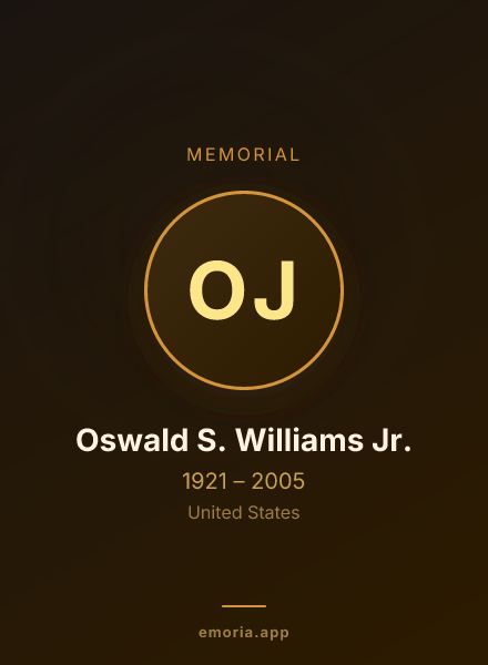 Memorial portrait of Oswald S. Williams Jr.