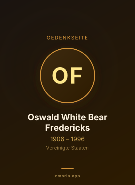 Gedenkportrait von Oswald White Bear Fredericks