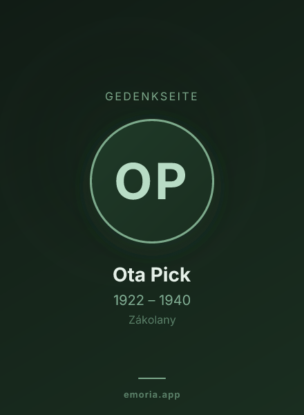 Gedenkportrait von Ota Pick