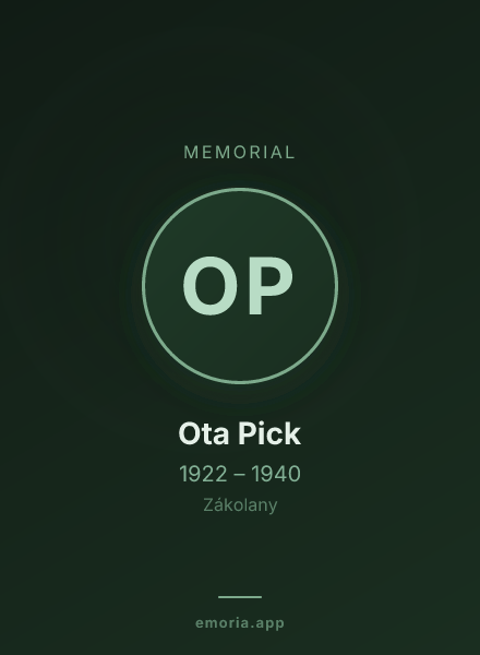 Memorial portrait of Ota Pick